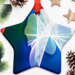 Net Sea Blue Sky Waves Wave Chevron Star Ornament (two Sides) by Mariart