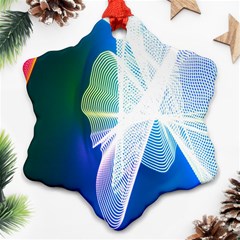 Net Sea Blue Sky Waves Wave Chevron Ornament (snowflake)