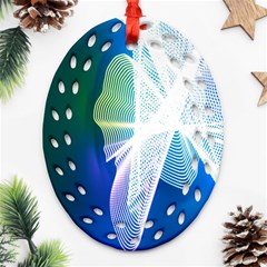 Net Sea Blue Sky Waves Wave Chevron Ornament (oval Filigree) by Mariart