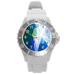 Net Sea Blue Sky Waves Wave Chevron Round Plastic Sport Watch (l)