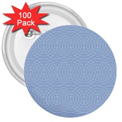 Seamless Lines Concentric Circles Trendy Color Heavenly Light Airy Blue 3  Buttons (100 Pack) 