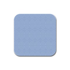 Seamless Lines Concentric Circles Trendy Color Heavenly Light Airy Blue Rubber Square Coaster (4 Pack) 