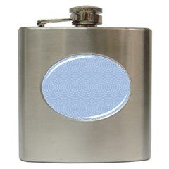 Seamless Lines Concentric Circles Trendy Color Heavenly Light Airy Blue Hip Flask (6 Oz)