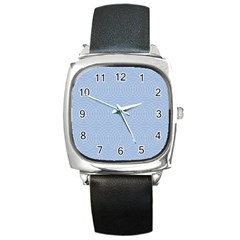 Seamless Lines Concentric Circles Trendy Color Heavenly Light Airy Blue Square Metal Watch by Mariart