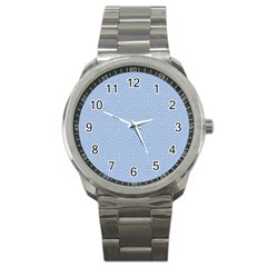 Seamless Lines Concentric Circles Trendy Color Heavenly Light Airy Blue Sport Metal Watch by Mariart