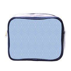 Seamless Lines Concentric Circles Trendy Color Heavenly Light Airy Blue Mini Toiletries Bags by Mariart