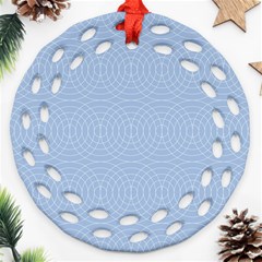 Seamless Lines Concentric Circles Trendy Color Heavenly Light Airy Blue Round Filigree Ornament (two Sides) by Mariart