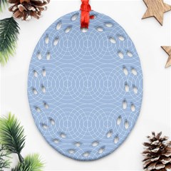 Seamless Lines Concentric Circles Trendy Color Heavenly Light Airy Blue Oval Filigree Ornament (two Sides) by Mariart