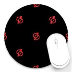 Seamless Pattern With Symbol Sex Men Women Black Background Glowing Red Black Sign Round Mousepads Front