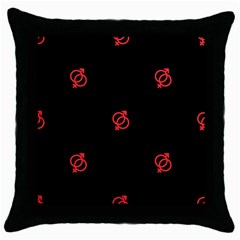 Seamless Pattern With Symbol Sex Men Women Black Background Glowing Red Black Sign Throw Pillow Case (black) by Mariart