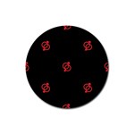 Seamless Pattern With Symbol Sex Men Women Black Background Glowing Red Black Sign Rubber Coaster (Round)  Front