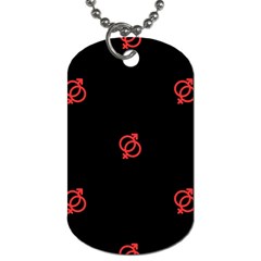 Seamless Pattern With Symbol Sex Men Women Black Background Glowing Red Black Sign Dog Tag (one Side) by Mariart