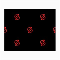 Seamless Pattern With Symbol Sex Men Women Black Background Glowing Red Black Sign Small Glasses Cloth by Mariart