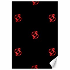 Seamless Pattern With Symbol Sex Men Women Black Background Glowing Red Black Sign Canvas 20  X 30  