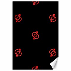 Seamless Pattern With Symbol Sex Men Women Black Background Glowing Red Black Sign Canvas 24  X 36  by Mariart