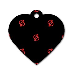 Seamless Pattern With Symbol Sex Men Women Black Background Glowing Red Black Sign Dog Tag Heart (one Side) by Mariart