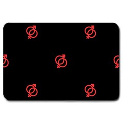 Seamless Pattern With Symbol Sex Men Women Black Background Glowing Red Black Sign Large Doormat  by Mariart