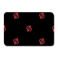 Seamless Pattern With Symbol Sex Men Women Black Background Glowing Red Black Sign Plate Mats by Mariart