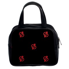 Seamless Pattern With Symbol Sex Men Women Black Background Glowing Red Black Sign Classic Handbags (2 Sides)