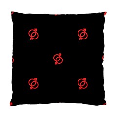 Seamless Pattern With Symbol Sex Men Women Black Background Glowing Red Black Sign Standard Cushion Case (two Sides) by Mariart