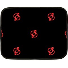 Seamless Pattern With Symbol Sex Men Women Black Background Glowing Red Black Sign Fleece Blanket (mini) by Mariart