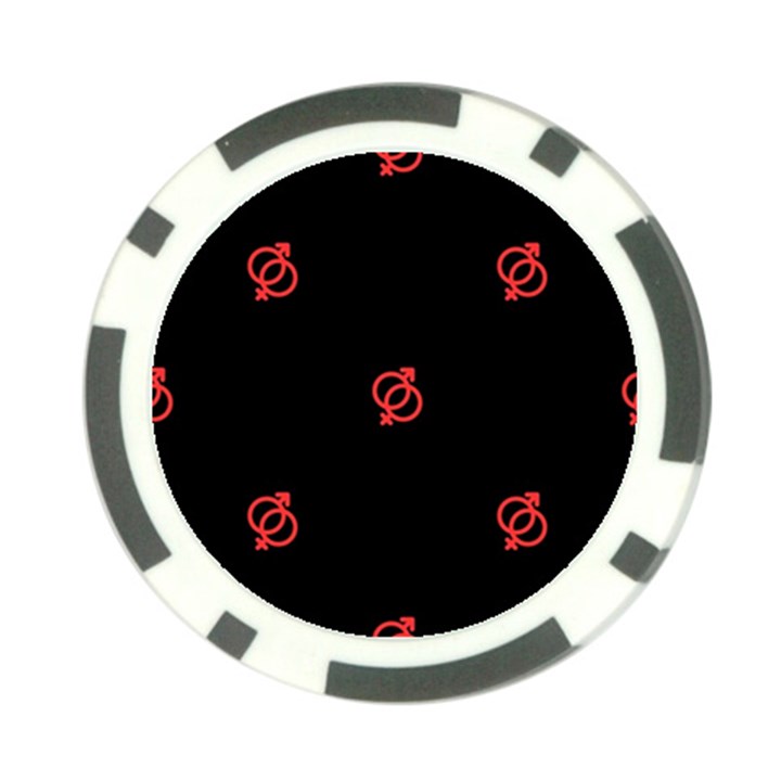 Seamless Pattern With Symbol Sex Men Women Black Background Glowing Red Black Sign Poker Chip Card Guard (10 pack)