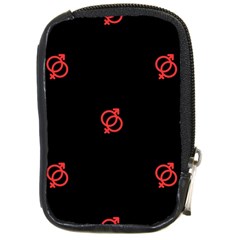 Seamless Pattern With Symbol Sex Men Women Black Background Glowing Red Black Sign Compact Camera Cases by Mariart