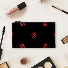 Seamless Pattern With Symbol Sex Men Women Black Background Glowing Red Black Sign Cosmetic Bag (small) 