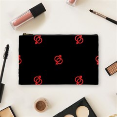 Seamless Pattern With Symbol Sex Men Women Black Background Glowing Red Black Sign Cosmetic Bag (medium) 