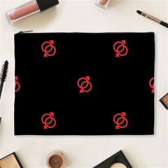 Seamless Pattern With Symbol Sex Men Women Black Background Glowing Red Black Sign Cosmetic Bag (xl)