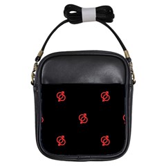 Seamless Pattern With Symbol Sex Men Women Black Background Glowing Red Black Sign Girls Sling Bags by Mariart