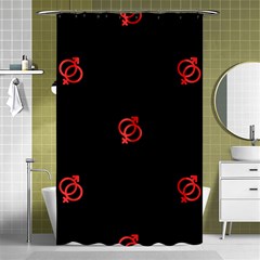 Seamless Pattern With Symbol Sex Men Women Black Background Glowing Red Black Sign Shower Curtain 48  X 72  (small)  by Mariart