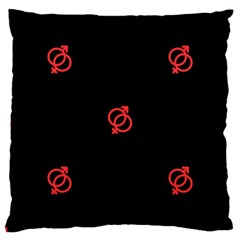 Seamless Pattern With Symbol Sex Men Women Black Background Glowing Red Black Sign Large Cushion Case (one Side) by Mariart