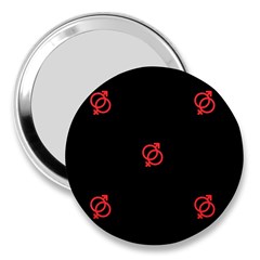 Seamless Pattern With Symbol Sex Men Women Black Background Glowing Red Black Sign 3  Handbag Mirrors by Mariart