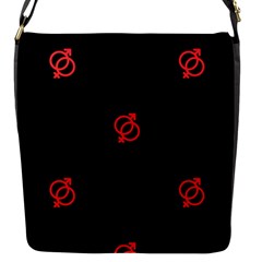 Seamless Pattern With Symbol Sex Men Women Black Background Glowing Red Black Sign Flap Messenger Bag (s) by Mariart