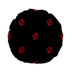 Seamless Pattern With Symbol Sex Men Women Black Background Glowing Red Black Sign Standard 15  Premium Flano Round Cushions by Mariart