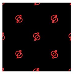 Seamless Pattern With Symbol Sex Men Women Black Background Glowing Red Black Sign Large Satin Scarf (square) by Mariart