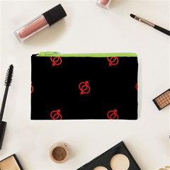 Seamless Pattern With Symbol Sex Men Women Black Background Glowing Red Black Sign Cosmetic Bag (xs)