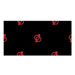 Seamless Pattern With Symbol Sex Men Women Black Background Glowing Red Black Sign Satin Shawl by Mariart