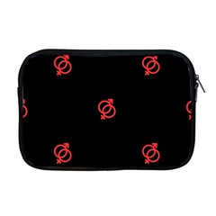 Seamless Pattern With Symbol Sex Men Women Black Background Glowing Red Black Sign Apple Macbook Pro 17  Zipper Case by Mariart