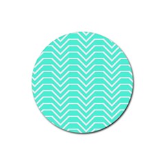 Seamless Pattern Of Curved Lines Create The Effect Of Depth The Optical Illusion Of White Wave Rubber Round Coaster (4 Pack) 