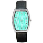 Seamless Pattern Of Curved Lines Create The Effect Of Depth The Optical Illusion Of White Wave Barrel Style Metal Watch Front