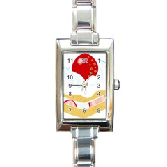 Seeds Strawberry Bread Fruite Red Rectangle Italian Charm Watch