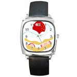 Seeds Strawberry Bread Fruite Red Square Metal Watch Front