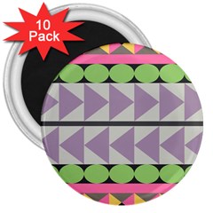 Shapes Patchwork Circle Triangle 3  Magnets (10 Pack)  by Mariart