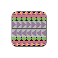 Shapes Patchwork Circle Triangle Rubber Coaster (square)  by Mariart