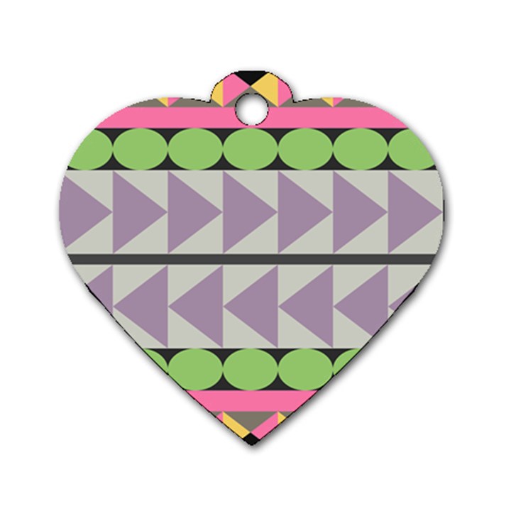 Shapes Patchwork Circle Triangle Dog Tag Heart (One Side)