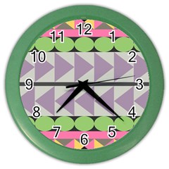 Shapes Patchwork Circle Triangle Color Wall Clocks by Mariart