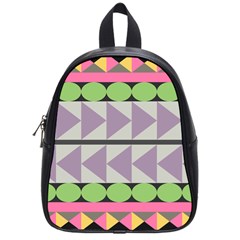 Shapes Patchwork Circle Triangle School Bags (small)  by Mariart