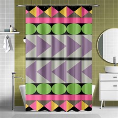 Shapes Patchwork Circle Triangle Shower Curtain 48  X 72  (small)  by Mariart